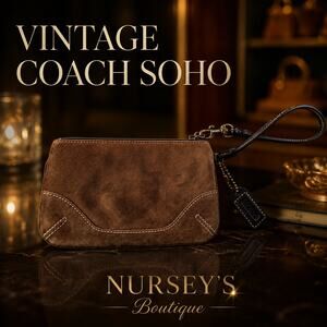 Vintage Y2K Coach Soho Brown Suede Leather Wristlet Clutch